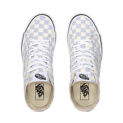Vans Checkerboard Sk8-Hi Tapered - Kadın Bilekli Ayakkabı (Mavi)